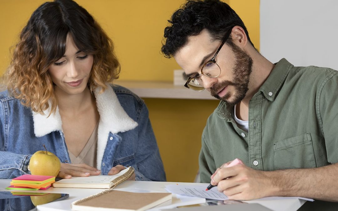 Two people studiying